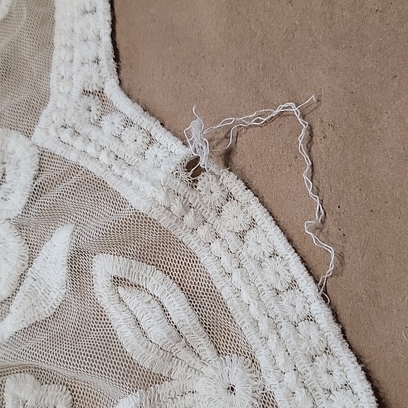 Dizzy Gal Size S Ivory Lace Floral Open Front Kimono / Swimsuit Cover. *Has Flaw - Picture 13 of 13